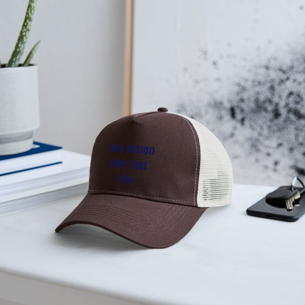 Trucker Cap - personalisierbar - Braun/Beige