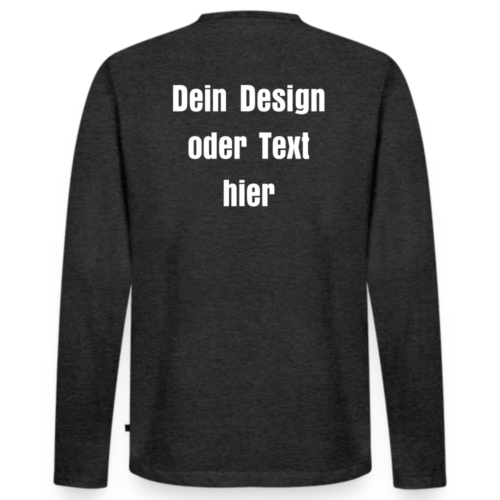Männer Premium Bio Langarmshirt - personalisierbare Vorder- und Rückseite - Anthrazit meliert