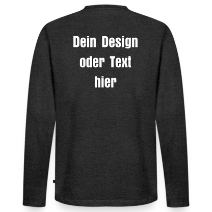 Männer Premium Bio Langarmshirt - personalisierbare Vorder- und Rückseite - Anthrazit meliert