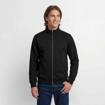 Pullover mit Zip-Kragen für Sie und Ihn (Unisex) - personalisierbare Vorder- und Rückseite - Schwarz