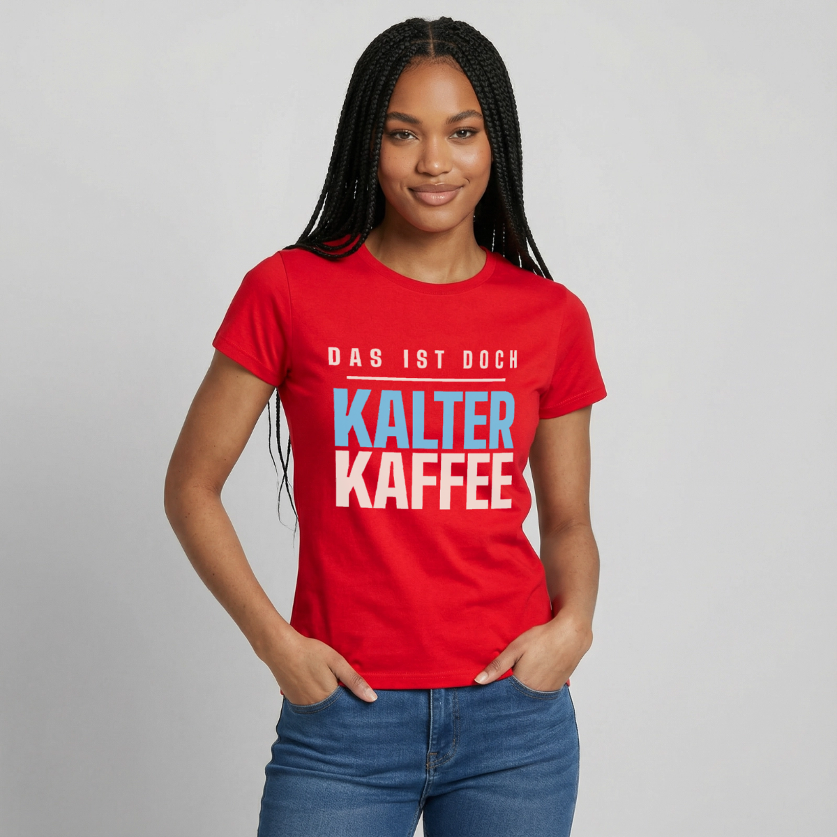 Das ist doch kalter Kaffee. Plakat-Motiv Motiv-T-Shirt für Frauen, Farbe Rot, Model