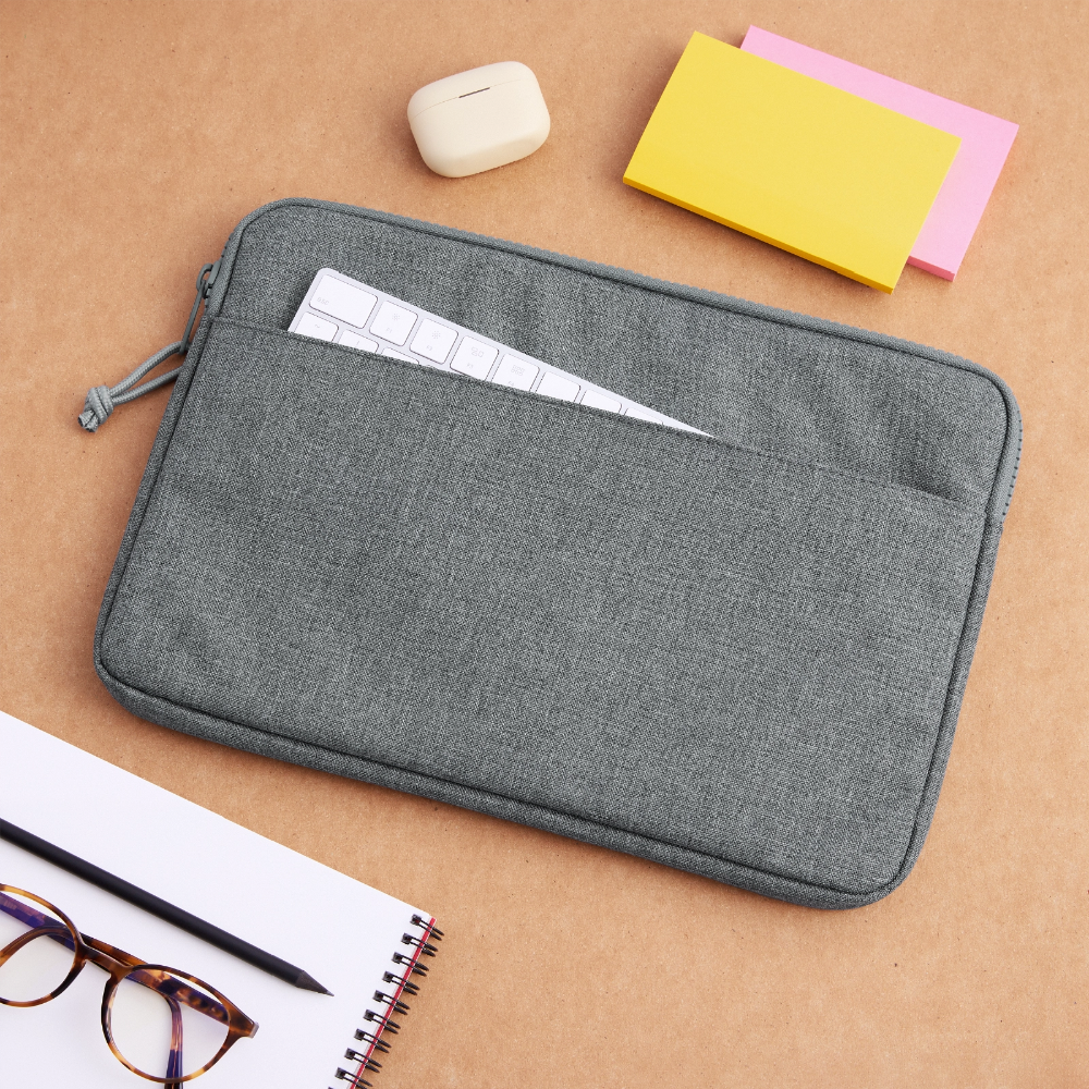 Laptoptasche passend für bis zu 13 Zoll Laptopgröße - personalisierbar - Grau meliert