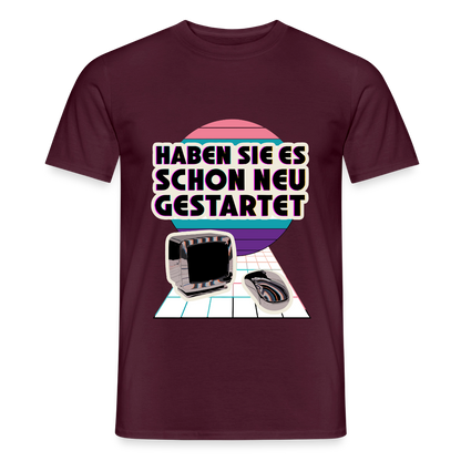 Haben Sie es schon neu gestartet? Vaporwave-Motiv Motiv-T-Shirt für Männer, Farbe Ziegelrot