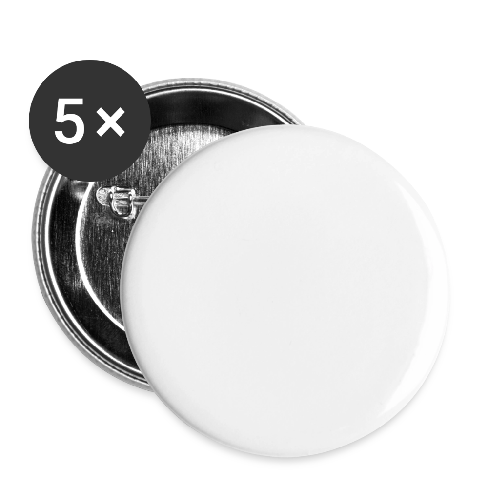 Buttons groß 56 mm (5er Pack) - personalisierbar - Weiß