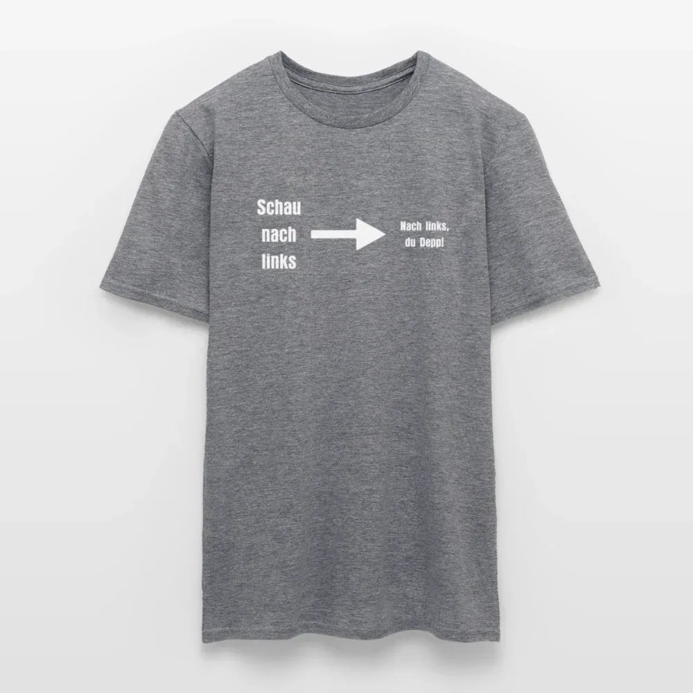 "Schau nach links" Motiv-T-Shirt für Männer - Graphit meliert