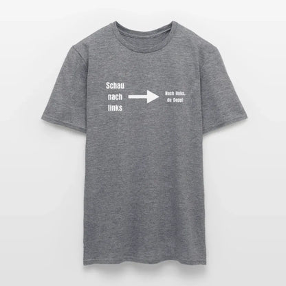 "Schau nach links" Motiv-T-Shirt für Männer - Graphit meliert