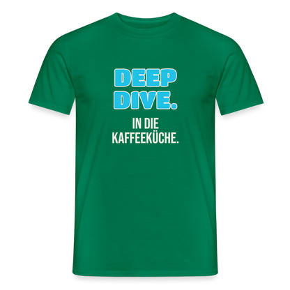 "Deep Dive. In die Kaffeeküche." Motiv-T-Shirt für Männer, Farbe Kelly Green