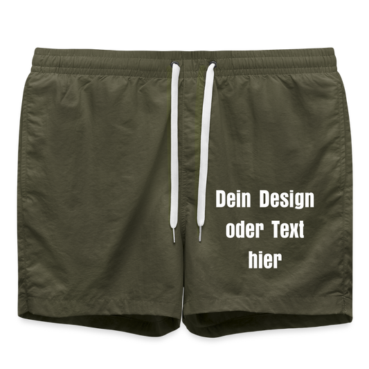 Badeshorts - personalisierbare Vorder- und Rückseite - Olive
