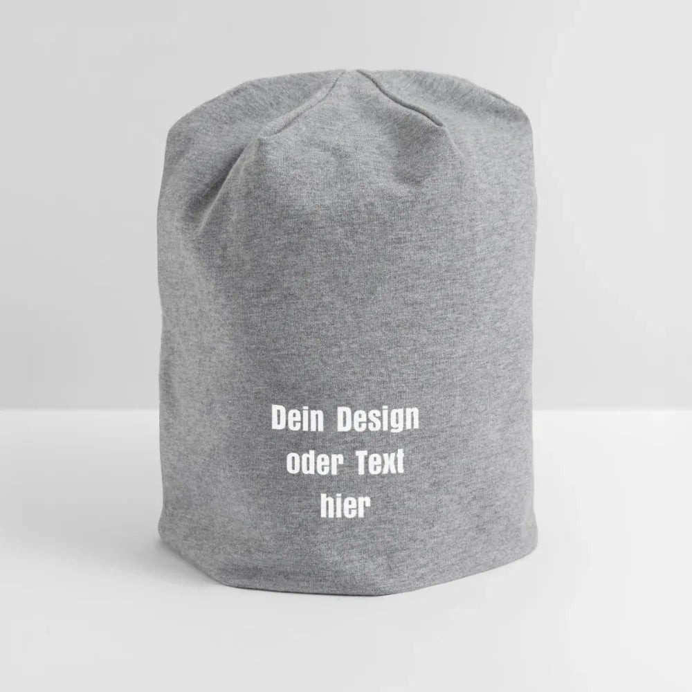 Jersey-Beanie - personalisierbar - Grau meliert