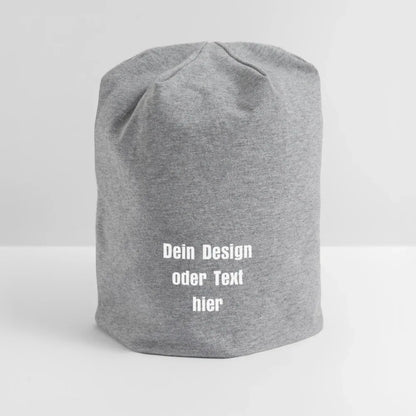 Jersey-Beanie - personalisierbar - Grau meliert