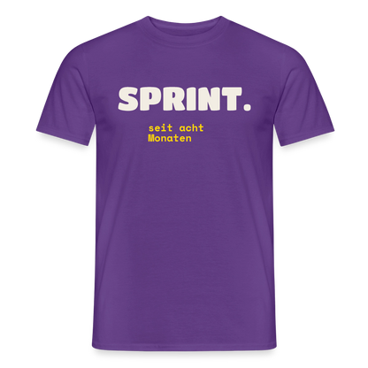 Sprint. Seit acht Monaten. Motiv-T-Shirt für Männer, Farbe Lila