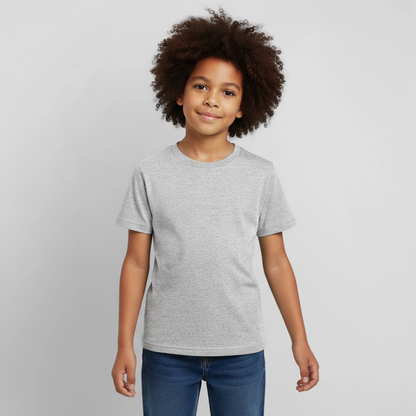 Kinder T-Shirt - personalisierbare Vorder- und Rückseite - Grau meliert