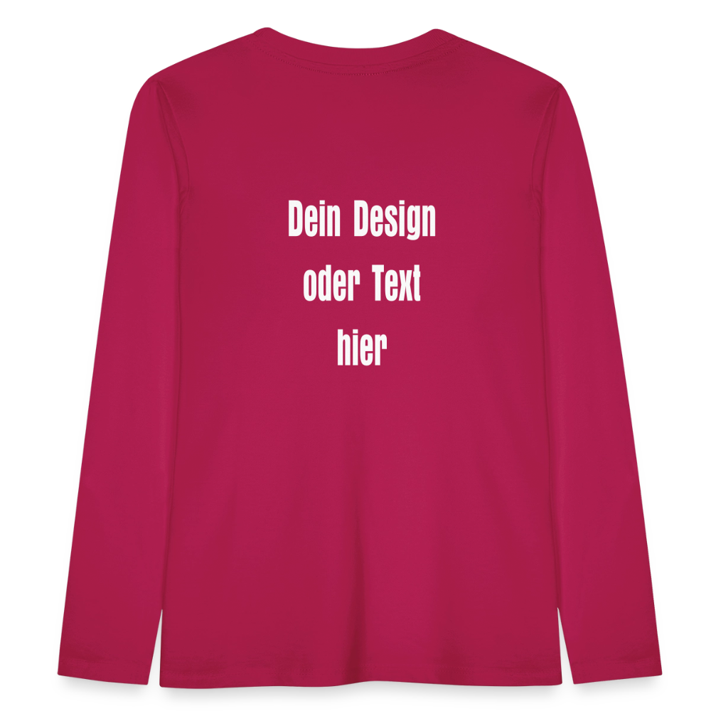 Kinder Premium Langarmshirt - personalisierbare Vorder- und Rückseite - dunkles Pink