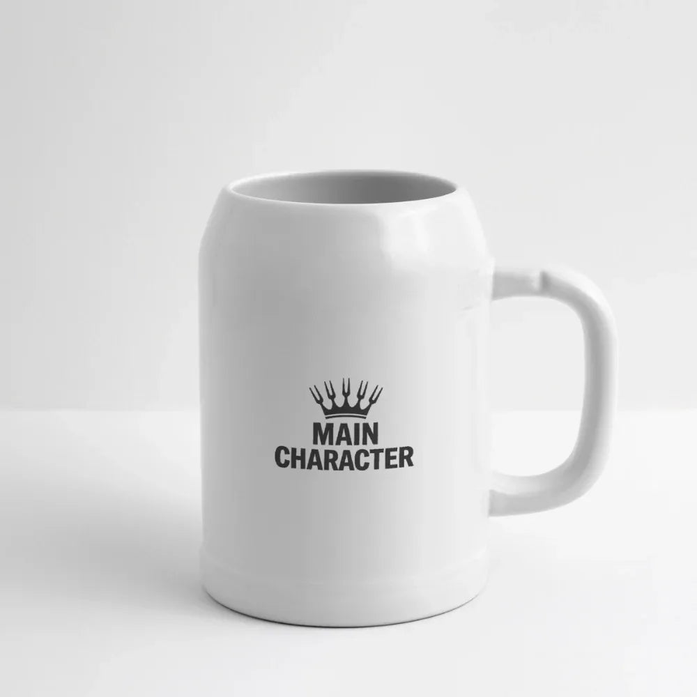 Bierkrug "Main Character" - personalisierbarer Name oder Text - Weiß