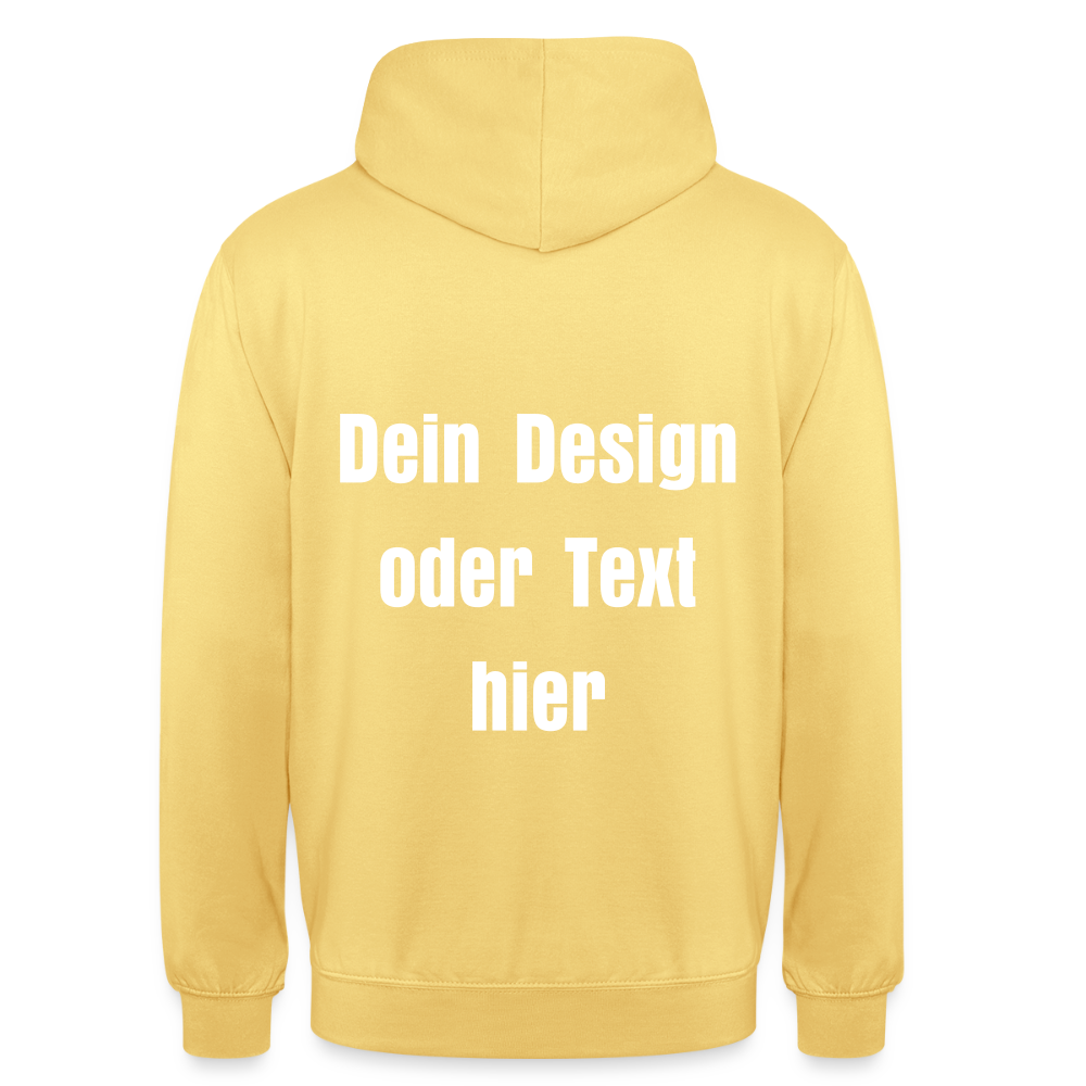 Unisex Hoodie - personalisierbare Vorder- und Rückseite - Zitronengelb