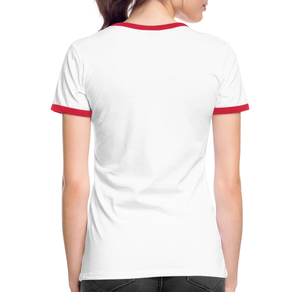 Frauen Kontrast-T-Shirt - personalisierbare Vorder- und Rückseite - Weiß/Rot