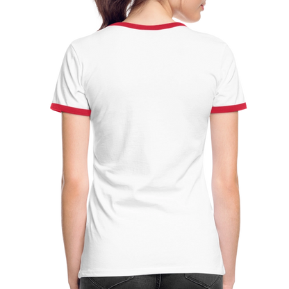 Frauen Kontrast-T-Shirt - personalisierbare Vorder- und Rückseite - Weiß/Rot