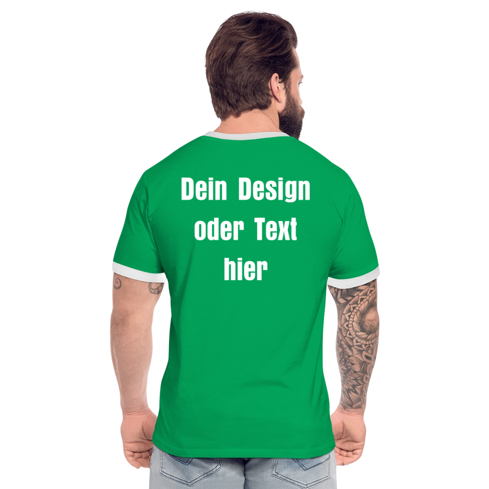 Männer Kontrast-T-Shirt - personalisierbare Vorder- und Rückseite - Kelly Green/Weiß