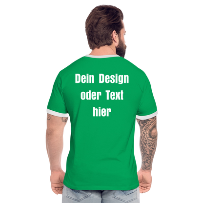 Männer Kontrast-T-Shirt - personalisierbare Vorder- und Rückseite - Kelly Green/Weiß