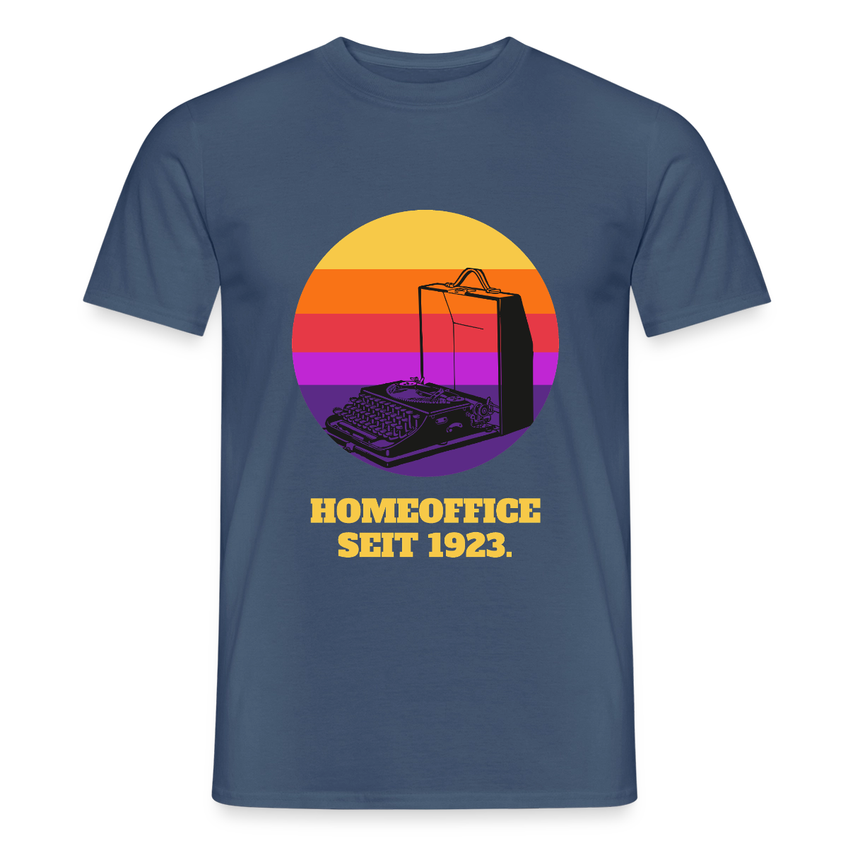 Homeoffice seit 1923 Motiv-T-Shirt für Männer, Farbe Dunkles Denimblau