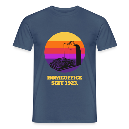 Homeoffice seit 1923 Motiv-T-Shirt für Männer, Farbe Dunkles Denimblau