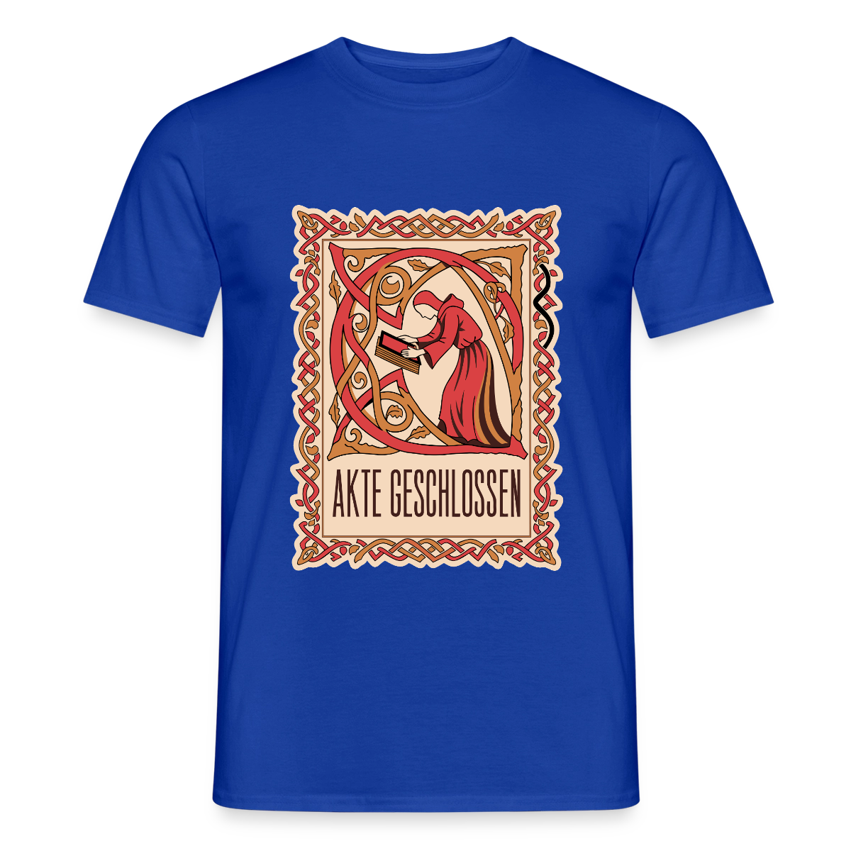 "Akte geschlossen. Buchmalerei-Motiv" Motiv-T-Shirt für Männer, Farbe Dunkelblau