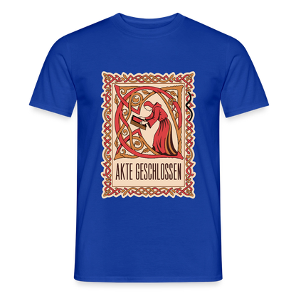 "Akte geschlossen. Buchmalerei-Motiv" Motiv-T-Shirt für Männer, Farbe Dunkelblau