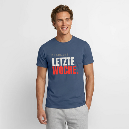 "Deadline: letzte Woche." Motiv-T-Shirt für Männer, Farbe Dunkles Denimblau