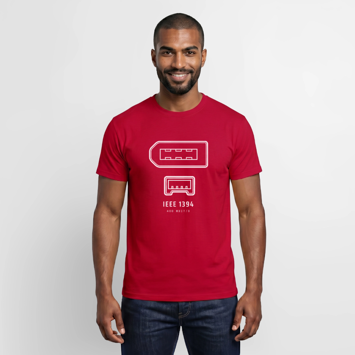 "IEEE 1394, 400 Mbit/s" Motiv-T-Shirt für Männer, Farbe Rot
