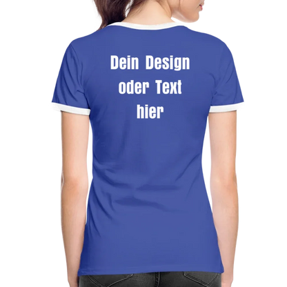 Frauen Kontrast-T-Shirt - personalisierbare Vorder- und Rückseite - Blau/Weiß