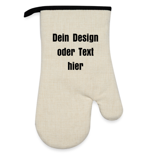 Grill- & Ofenhandschuh (hitzebeständig) mit Gummibeschichtung - personalisierbar - Leinen/Schwarz 