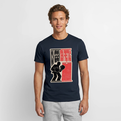 "Ich gegen den Freitag. Boxplakat-Motiv" Motiv-T-Shirt für Männer, Farbe Navy