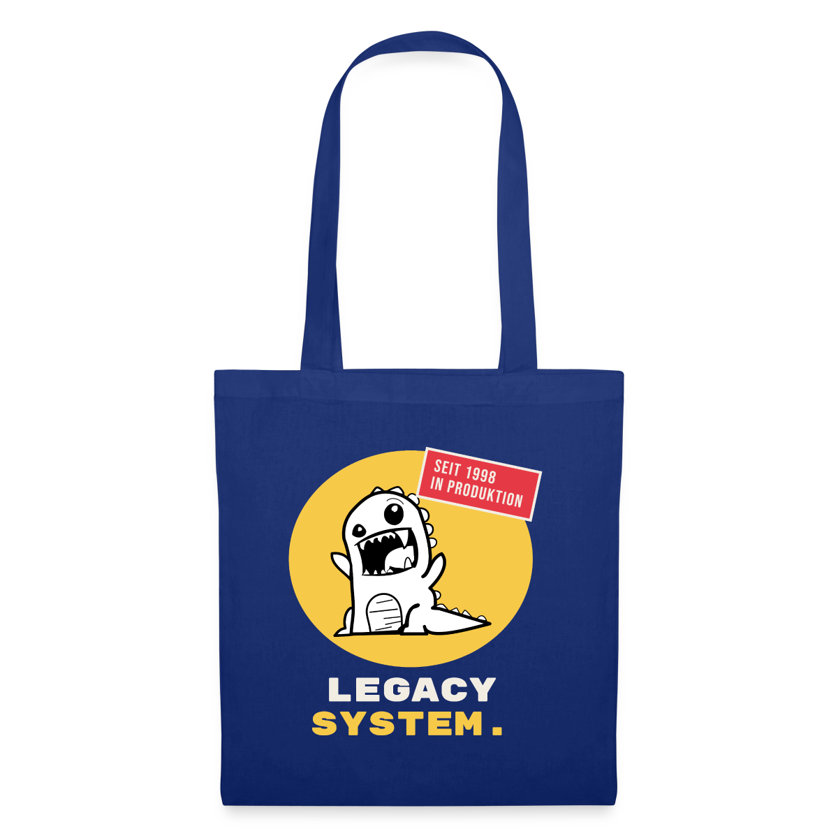 Legacy System. Seit 1998 in Produktion. Stoffbeutel, Farbe Royalblau