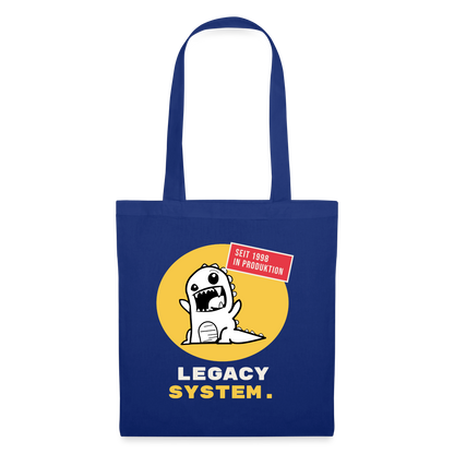 Legacy System. Seit 1998 in Produktion. Stoffbeutel, Farbe Royalblau