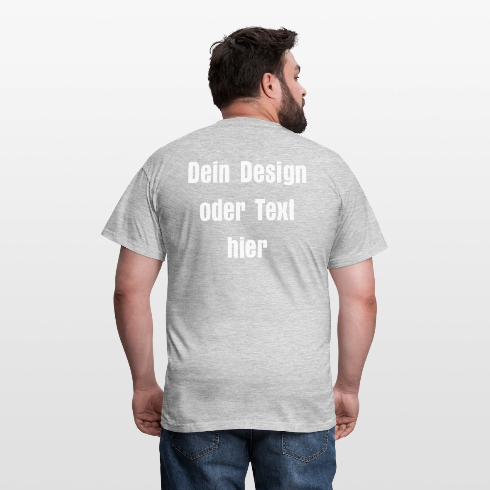 Männer T-Shirt - personalisierbare Vorder- und Rückseite - Grau meliert