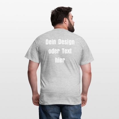 Männer T-Shirt - personalisierbare Vorder- und Rückseite - Grau meliert