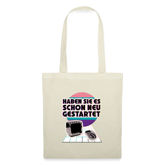 Haben Sie es schon neu gestartet? Vaporwave-Motiv Stoffbeutel, Farbe Natur