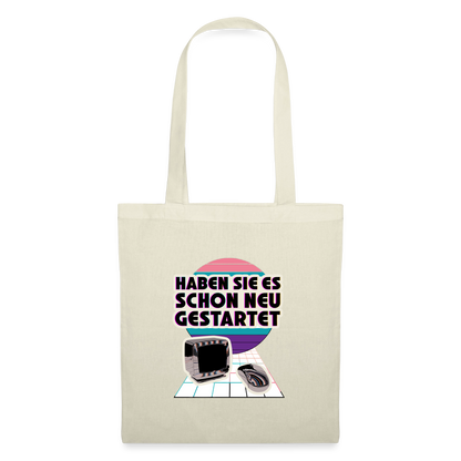 Haben Sie es schon neu gestartet? Vaporwave-Motiv Stoffbeutel, Farbe Natur