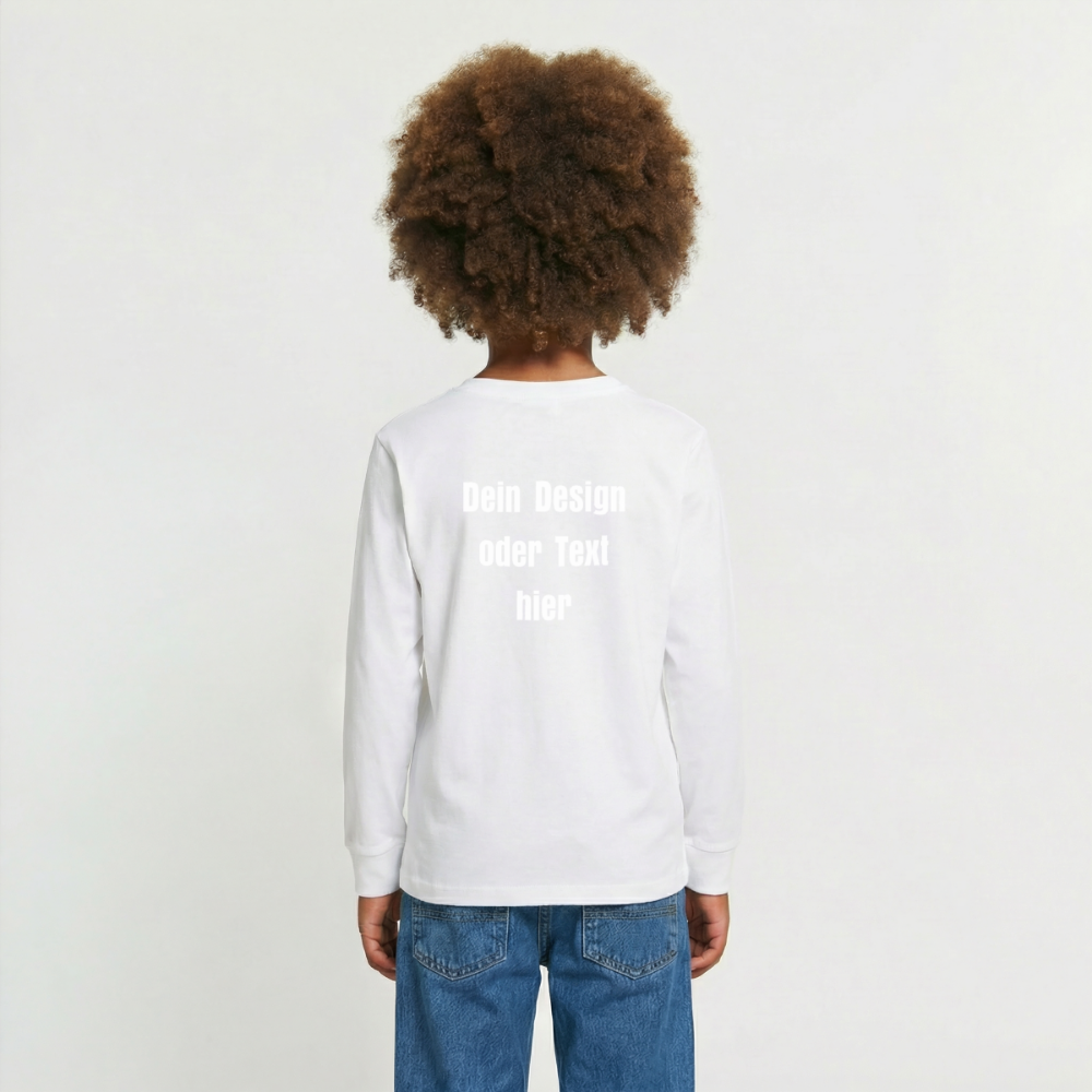 Teenager Premium Langarmshirt - personalisierbare Vorder- und Rückseite - Weiß