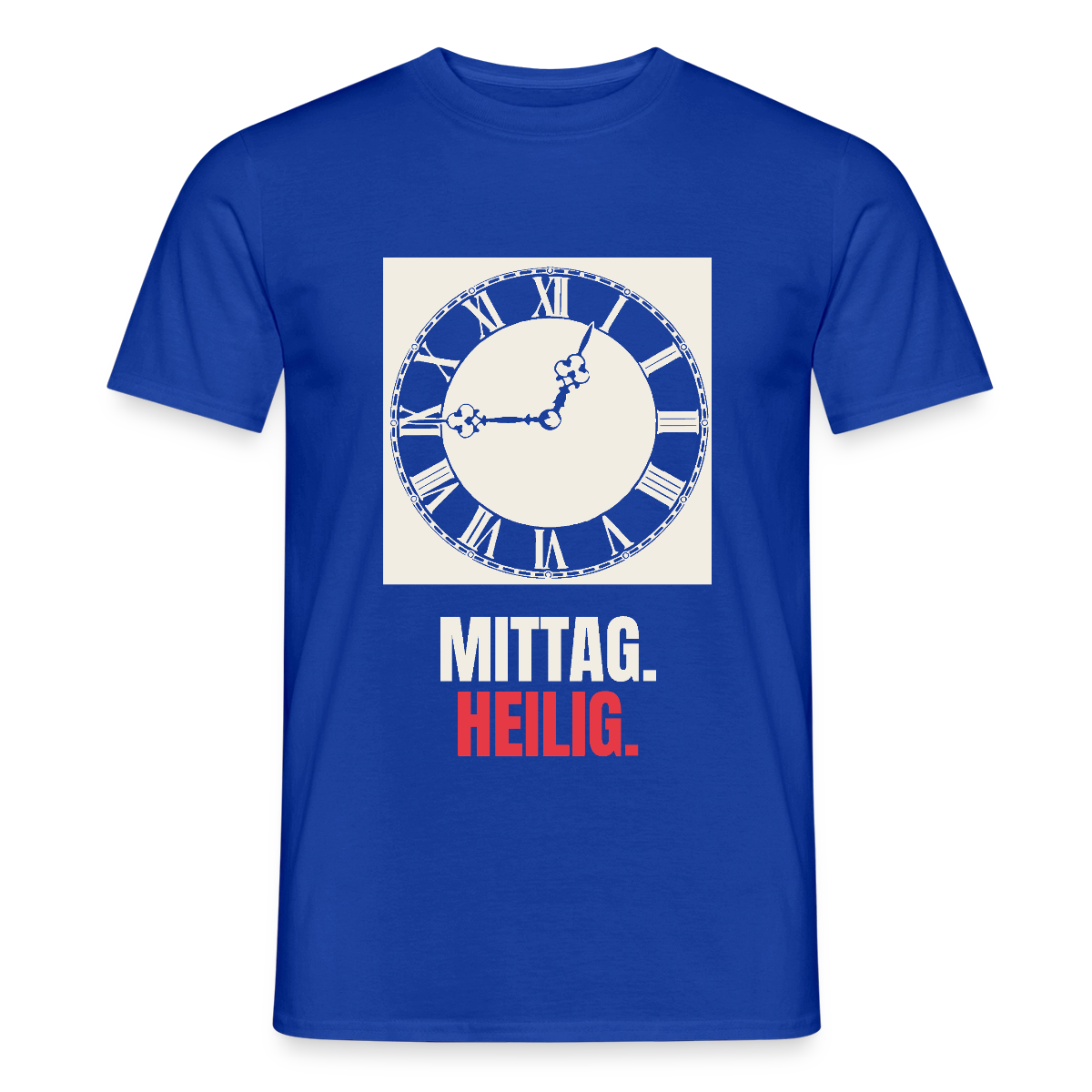 "Mittag. Heilig." Motiv-T-Shirt für Männer, Farbe Dunkelblau