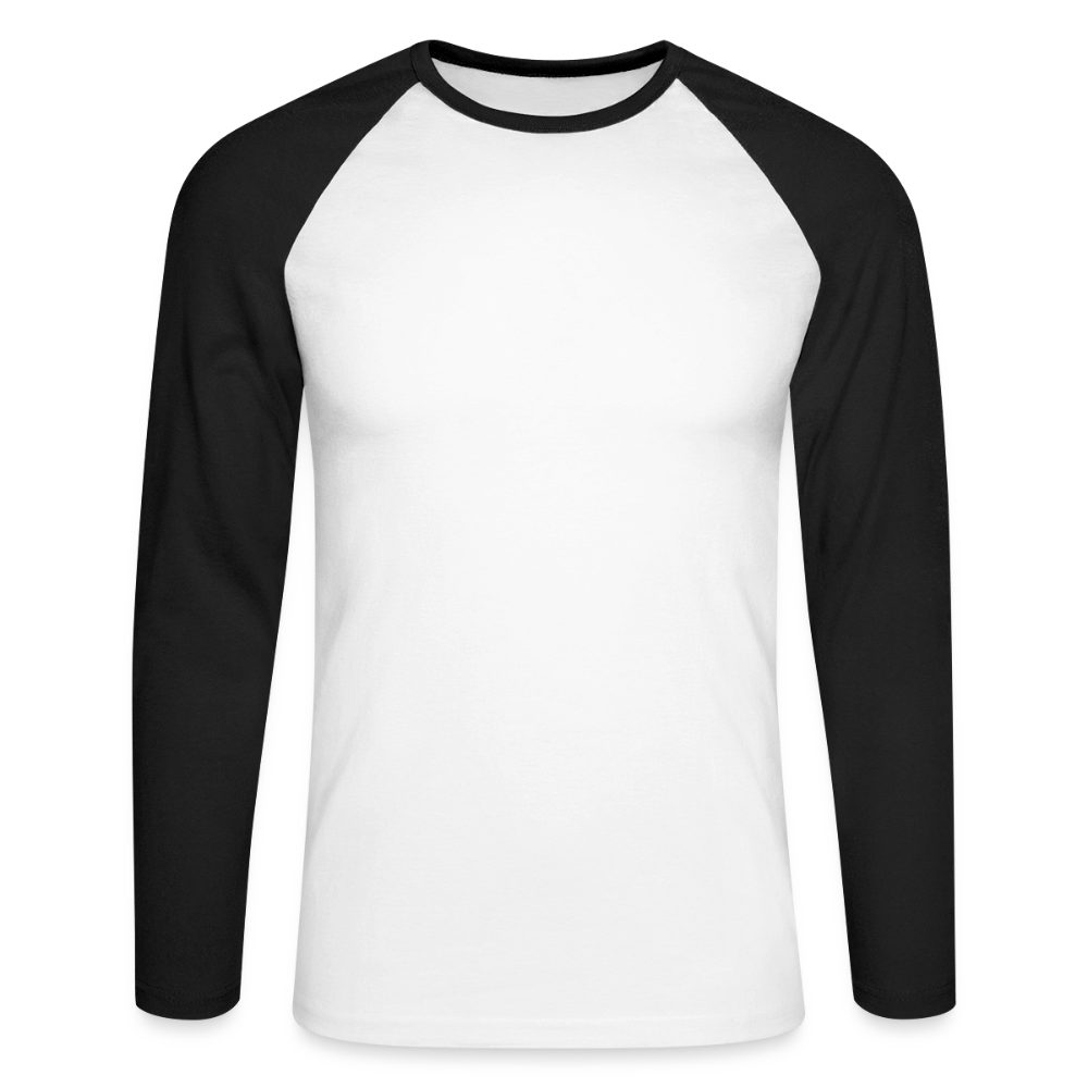 Männer Baseballshirt langarm - personalisierbare Vorder- und Rückseite - Weiß/Schwarz