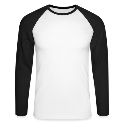 Männer Baseballshirt langarm - personalisierbare Vorder- und Rückseite - Weiß/Schwarz