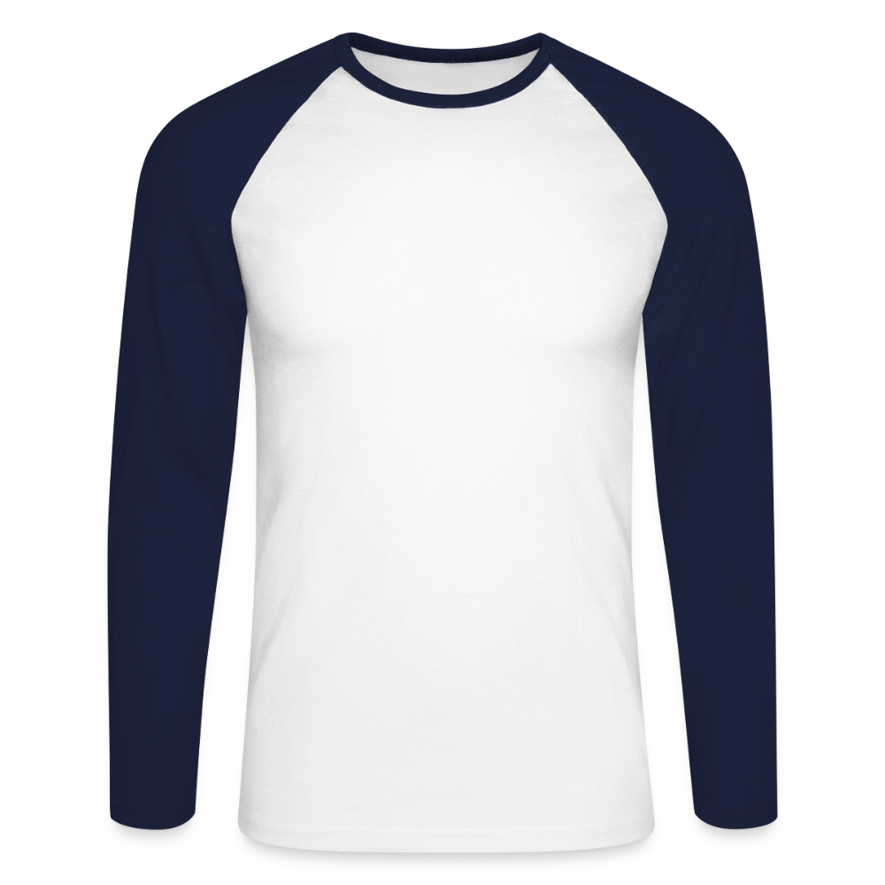 Männer Baseballshirt langarm - personalisierbare Vorder- und Rückseite - Weiß/Navy
