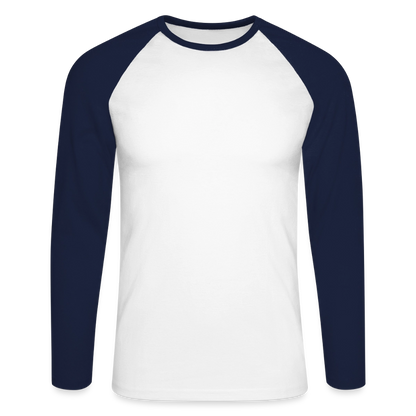 Männer Baseballshirt langarm - personalisierbare Vorder- und Rückseite - Weiß/Navy