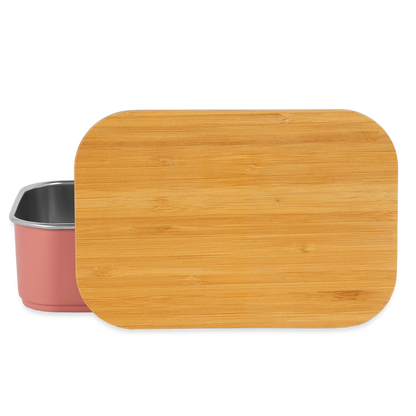Lunch Box mit Bambusdeckel - personalisierbar - Hellrosa
