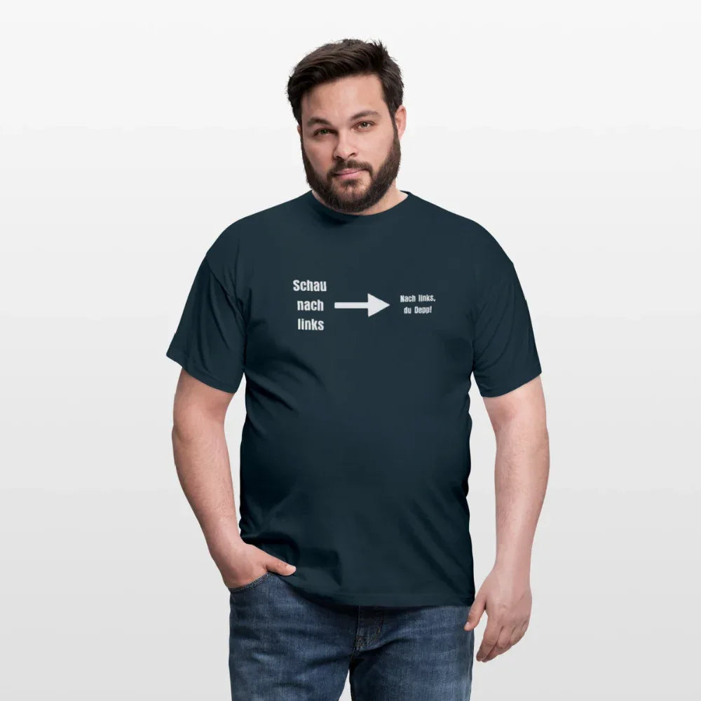 "Schau nach links" Motiv-T-Shirt für Männer - Navy