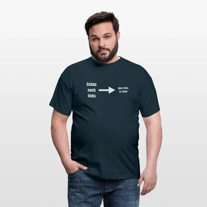 "Schau nach links" Motiv-T-Shirt für Männer - Navy