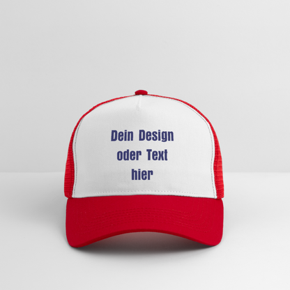 Trucker Cap - personalisierbar - Weiß/Rot
