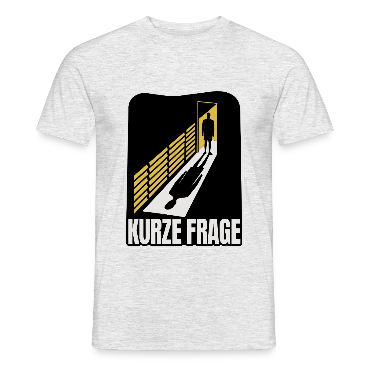 "Kurze Frage. Film-noir-Motiv" Motiv-T-Shirt für Männer, Farbe Grau meliert
