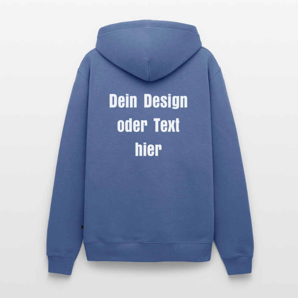 Männer Premium Hoodie - personalisierbare Vorder- und Rückseite - Taubenblau